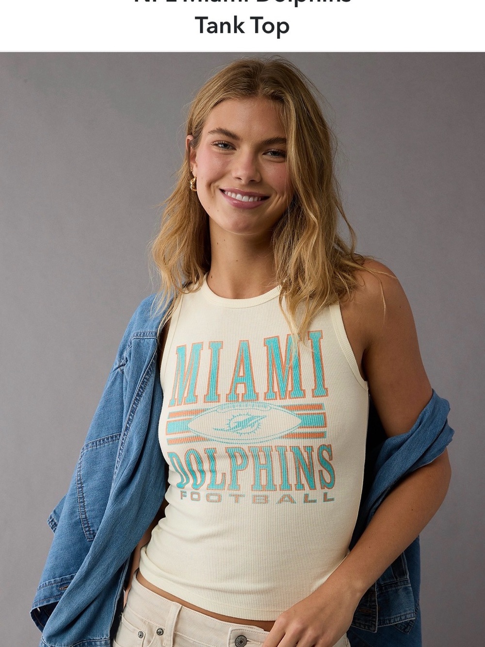 Miami Dolphins Cream Graphic Tank Top